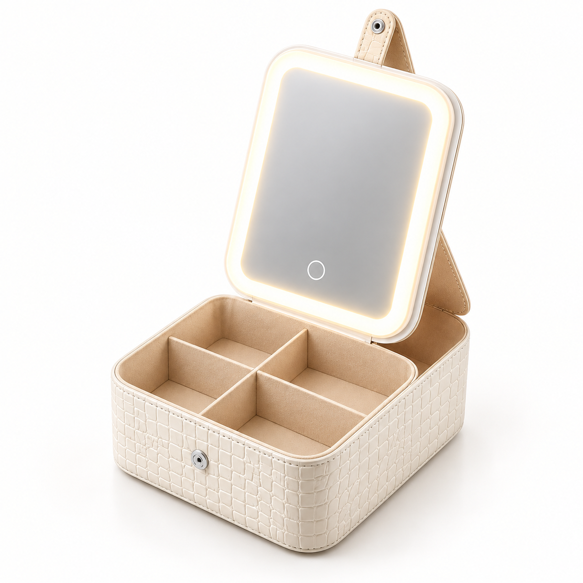 حقيبة مكياج مع مرآة LED و4 خانات قابلة للتعديل — Makeup Case with LED Mirror and 4 Adjustable Compartments